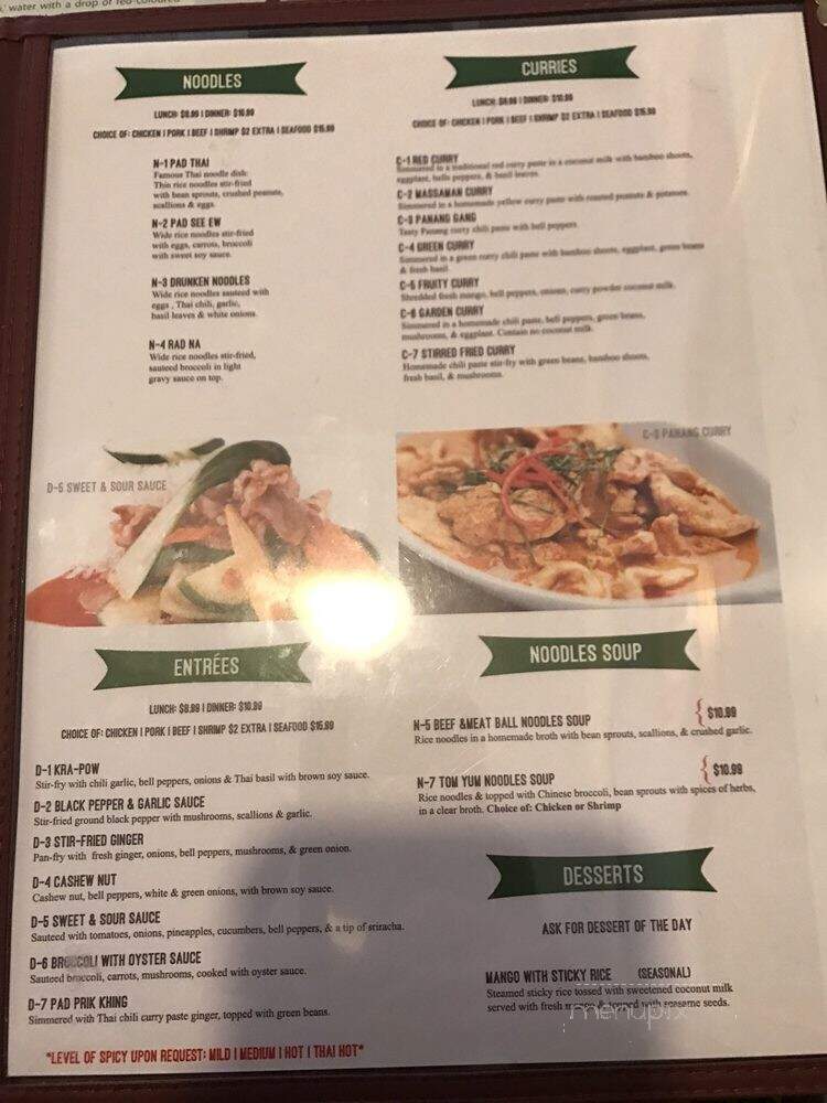 Bejamin Thai Cuisine - Goldsboro, NC menu_pic