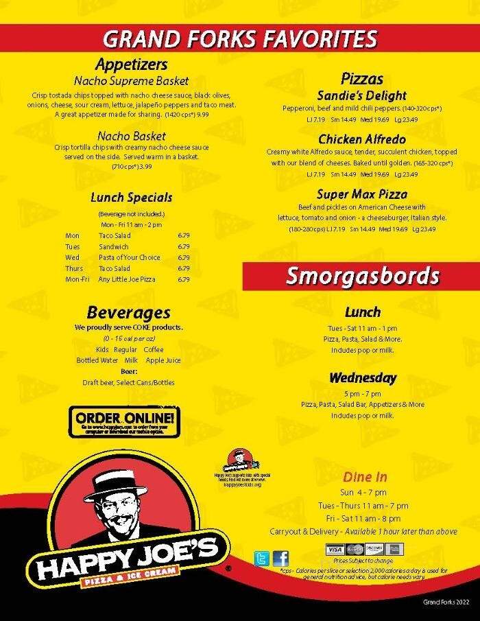 Happy Joe's Pizza & Ice Cream - Grand Forks, ND menu_pic