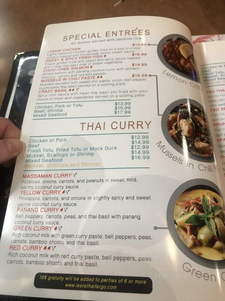 Leela Thai Cuisine - Fargo, ND menu_pic