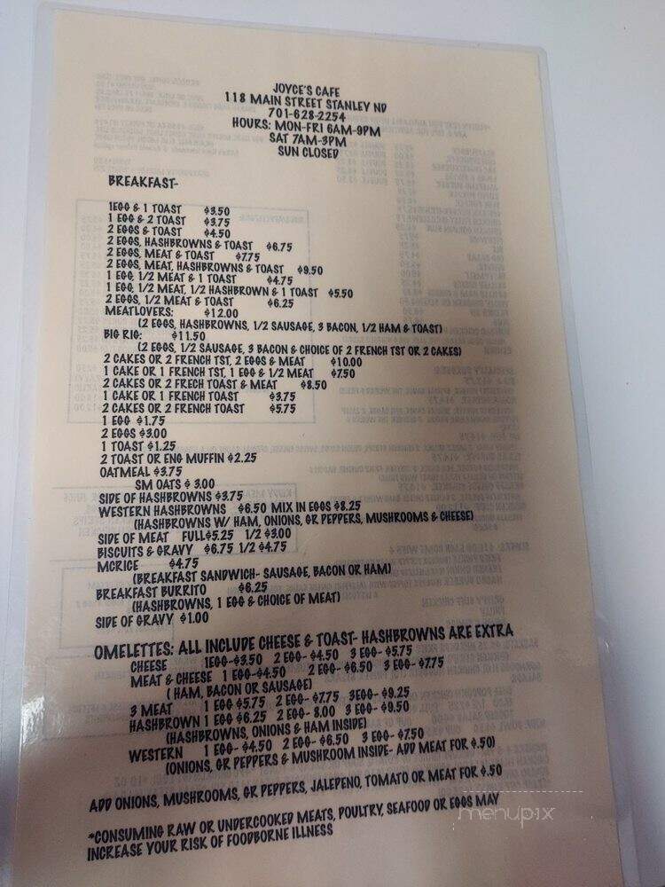 My Cafe - Stanley, ND menu_pic