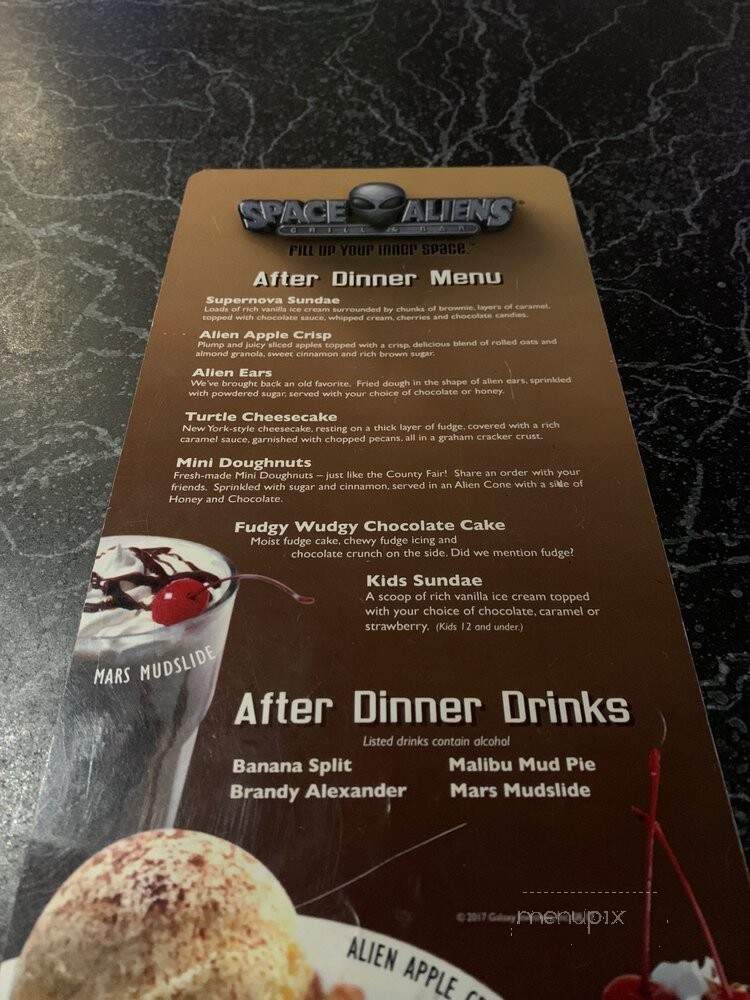 Space Aliens Grill & Bar - Fargo, ND menu_pic