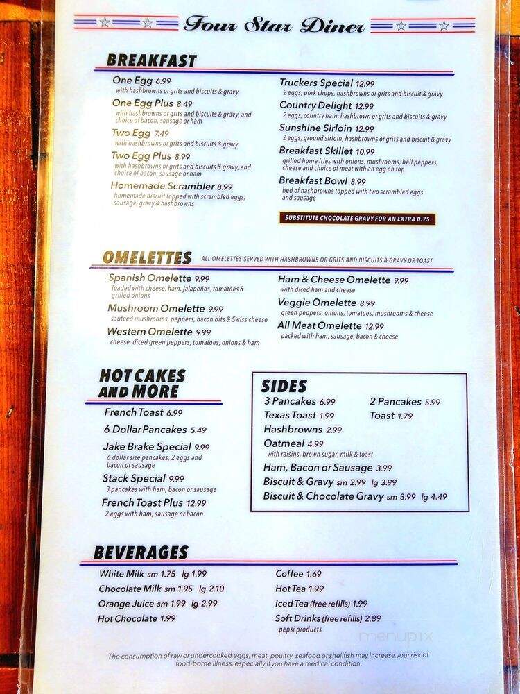 4 Star Diner - Roland, OK menu_pic