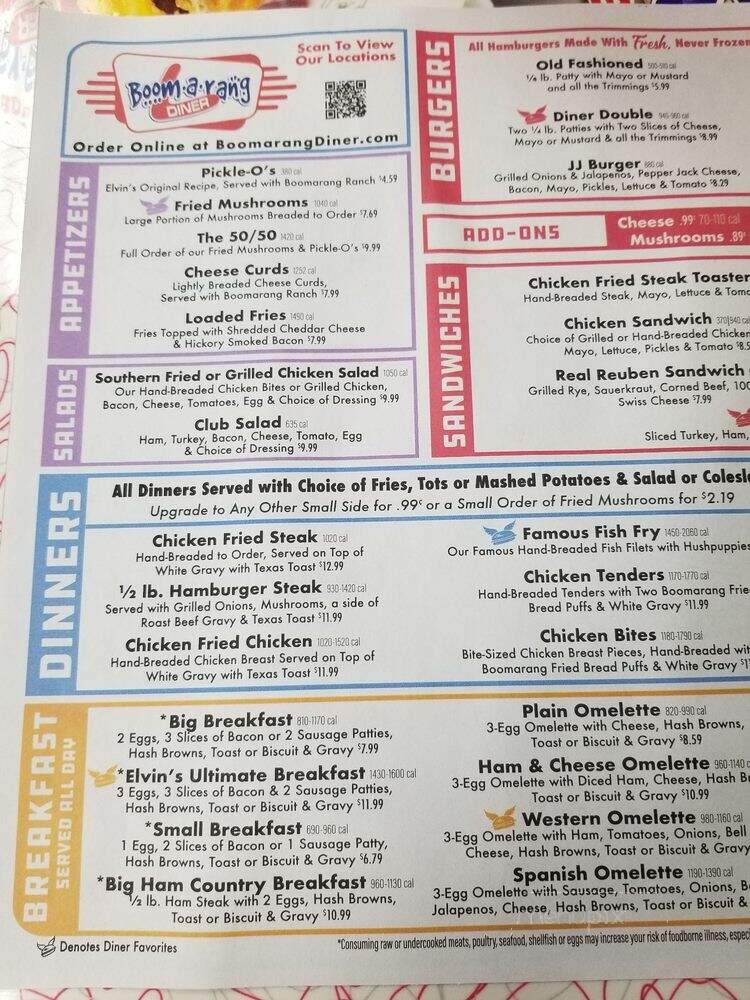 Boomarang Diner - Claremore, OK menu_pic