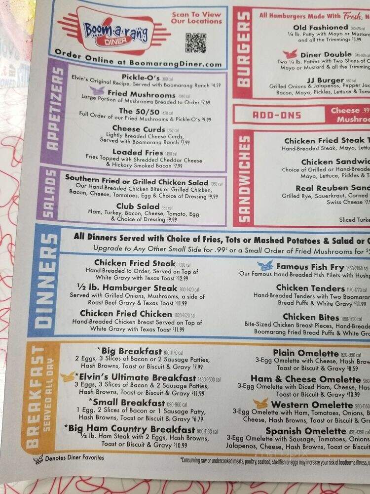 Boomarang Diner - Claremore, OK menu_pic
