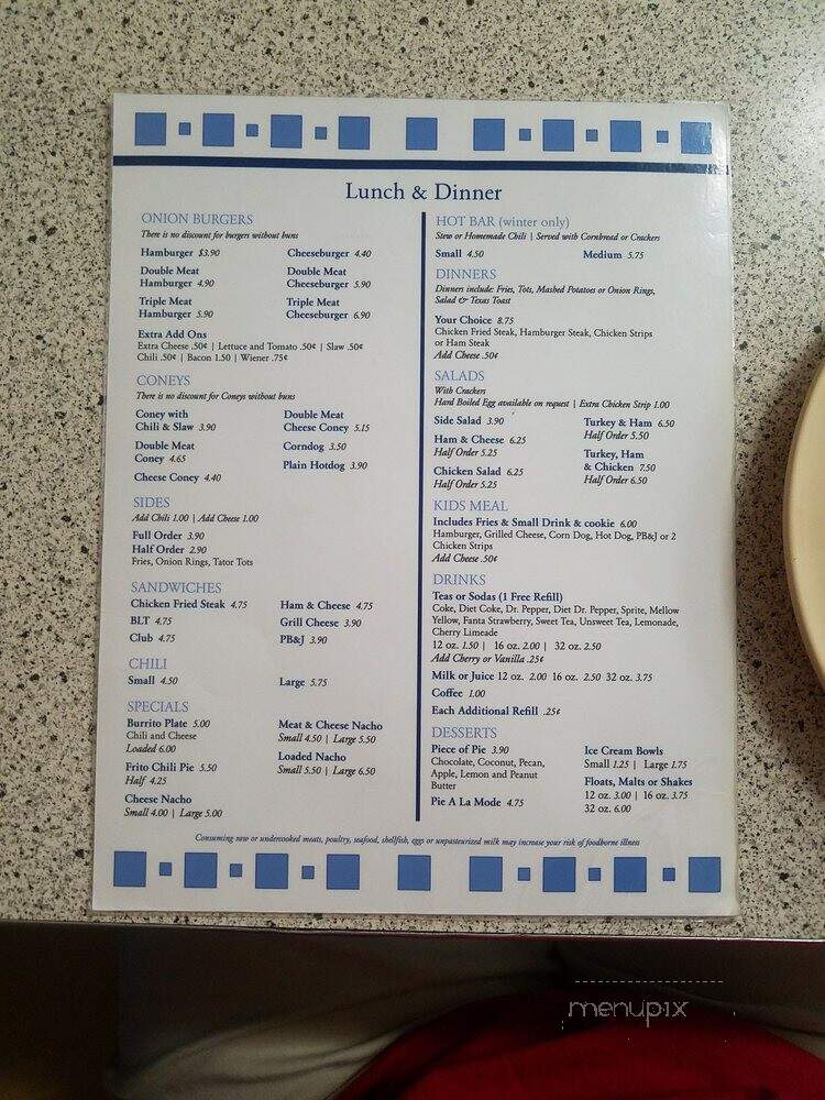 Johnnie's Grill - El Reno, OK menu_pic
