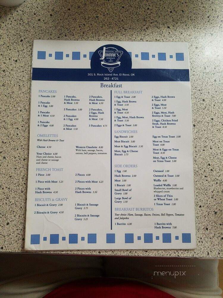 Johnnie's Grill - El Reno, OK menu_pic