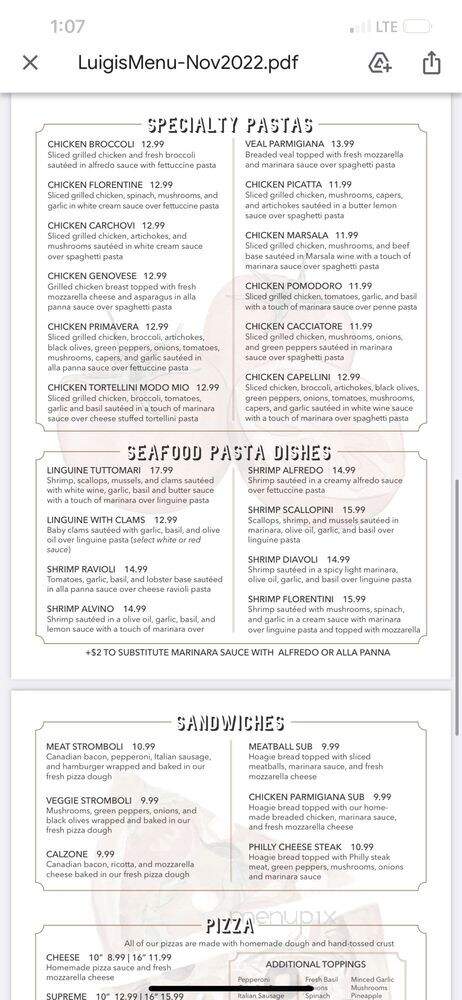 Luigi's Italian Restaurant - Atoka, OK menu_pic