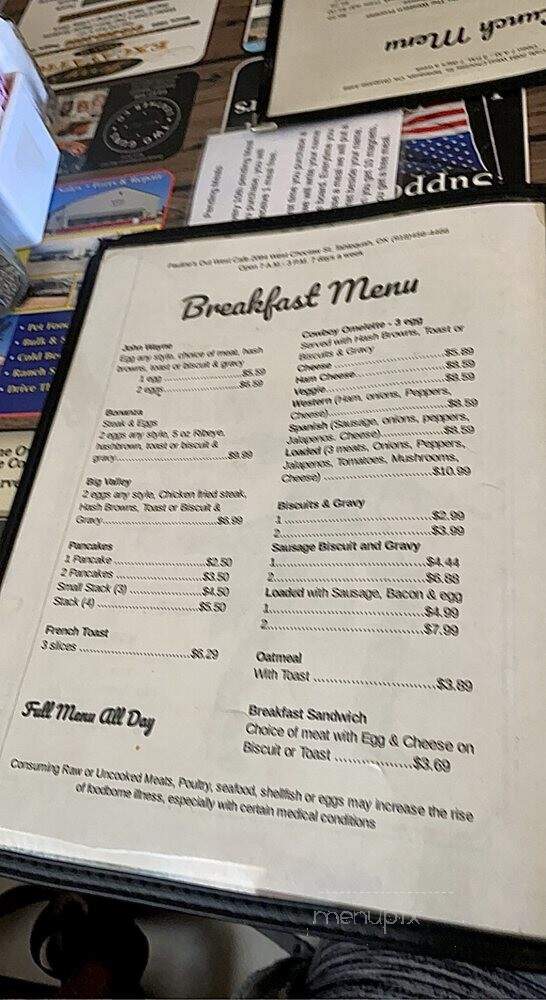 Out West Cafe - Tahlequah, OK menu_pic
