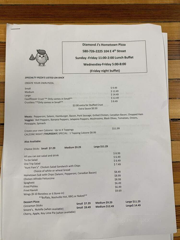 Pizza Place - Hobart, OK menu_pic