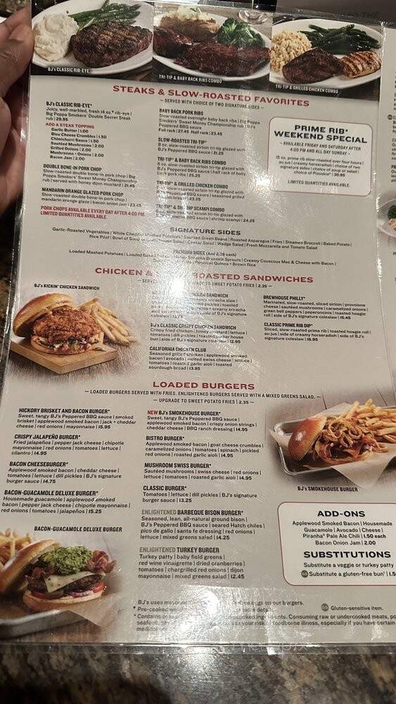 B J's Restaurant - Norman, OK menu_pic