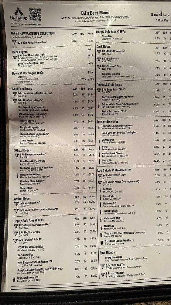 B J's Restaurant - Norman, OK menu_pic
