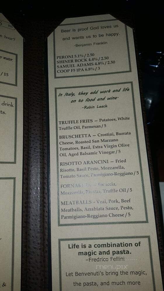 Benvenutis Restaurante - Norman, OK menu_pic