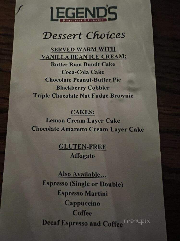 Legend's Restaurant - Norman, OK menu_pic