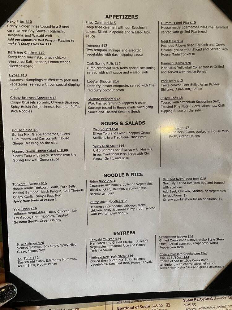 Sushi Neko - Oklahoma City, OK menu_pic