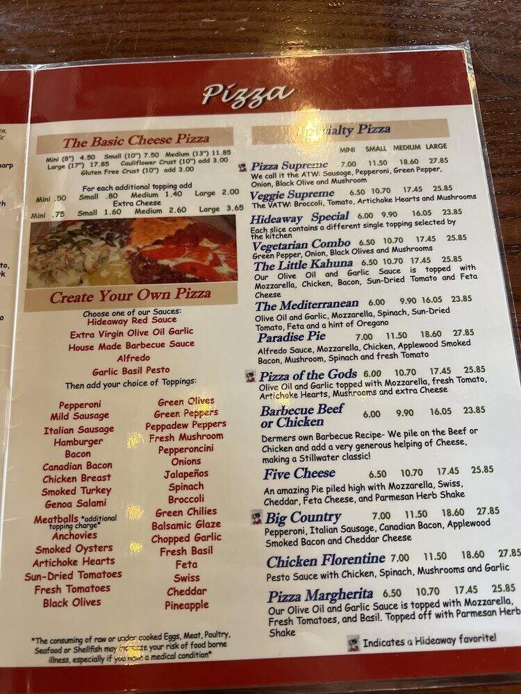 Hideaway - Stillwater, OK menu_pic