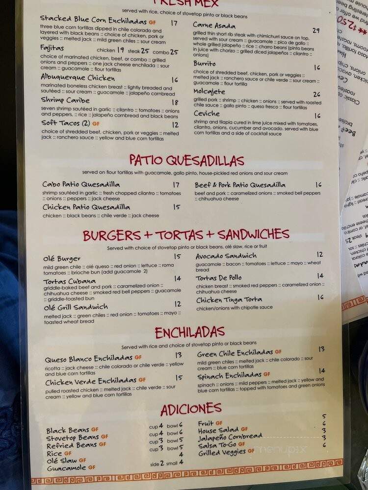 Cafe Ole' - Tulsa, OK menu_pic
