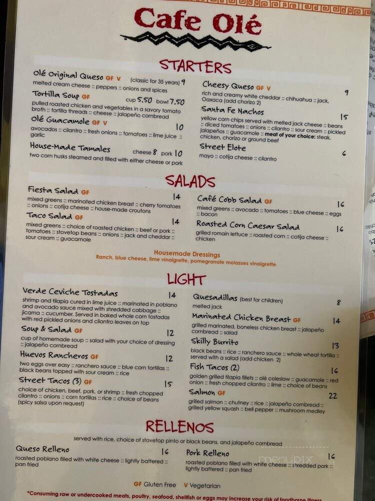 Cafe Ole' - Tulsa, OK menu_pic
