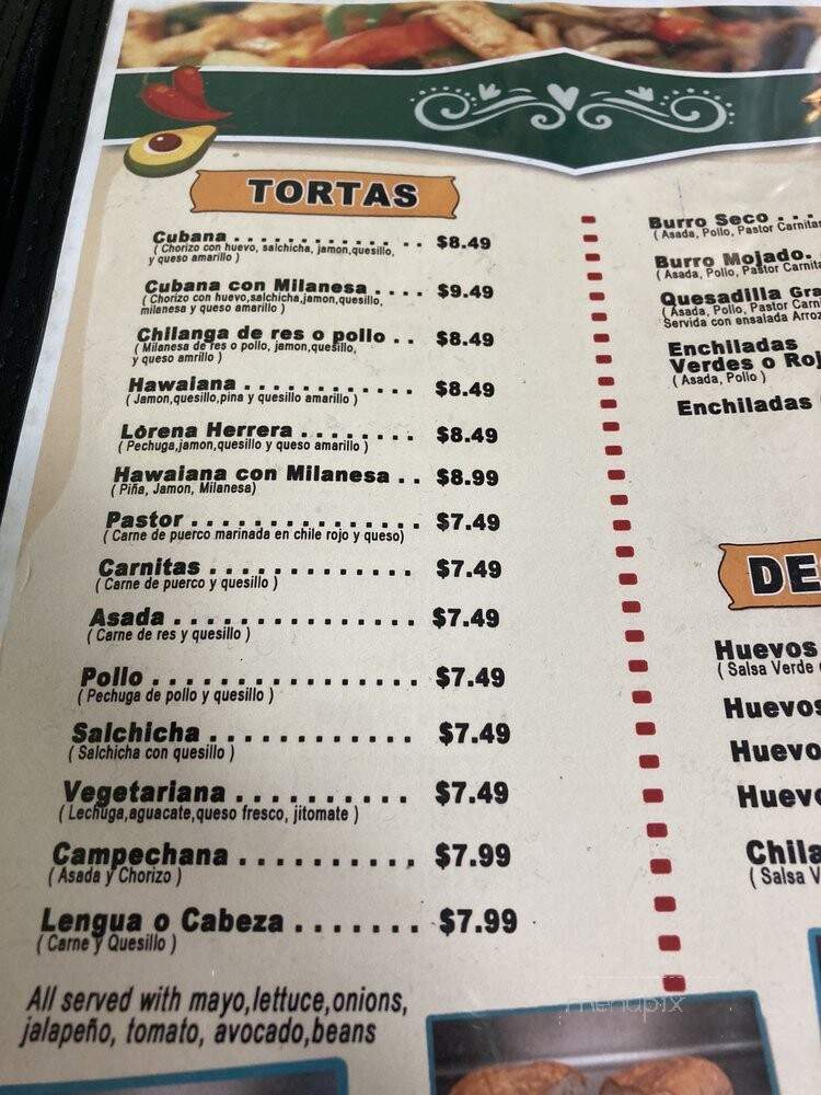 Las Tortas - Tulsa, OK menu_pic