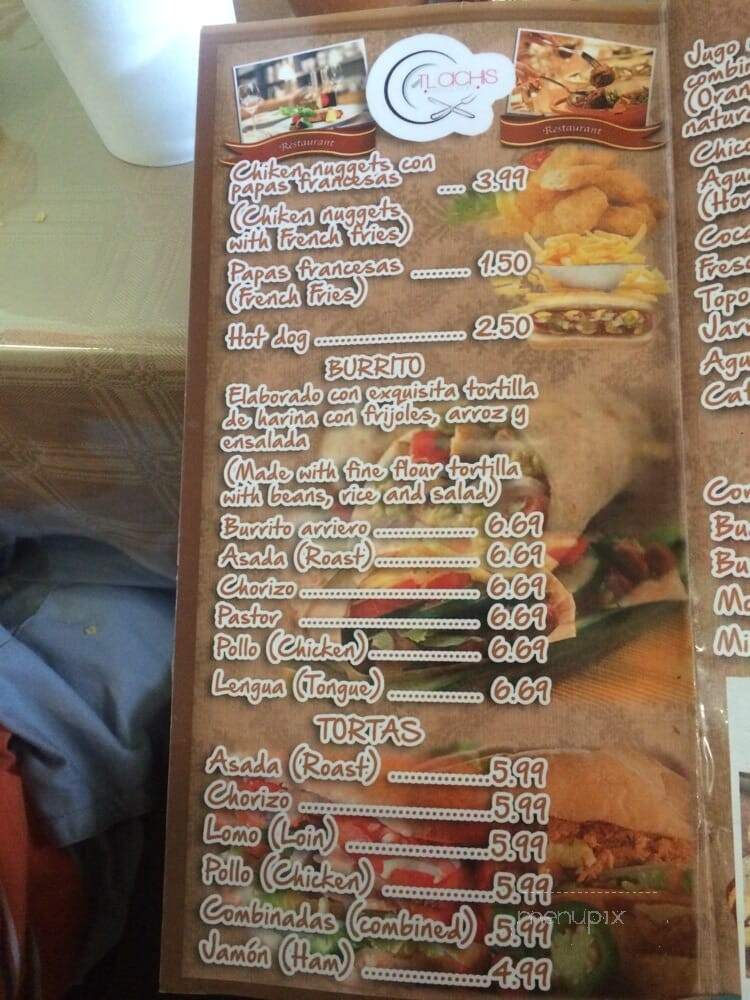 Restaurante Tlachis - Tulsa, OK menu_pic