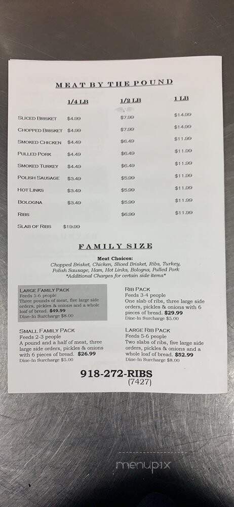 Trails End - Owasso, OK menu_pic