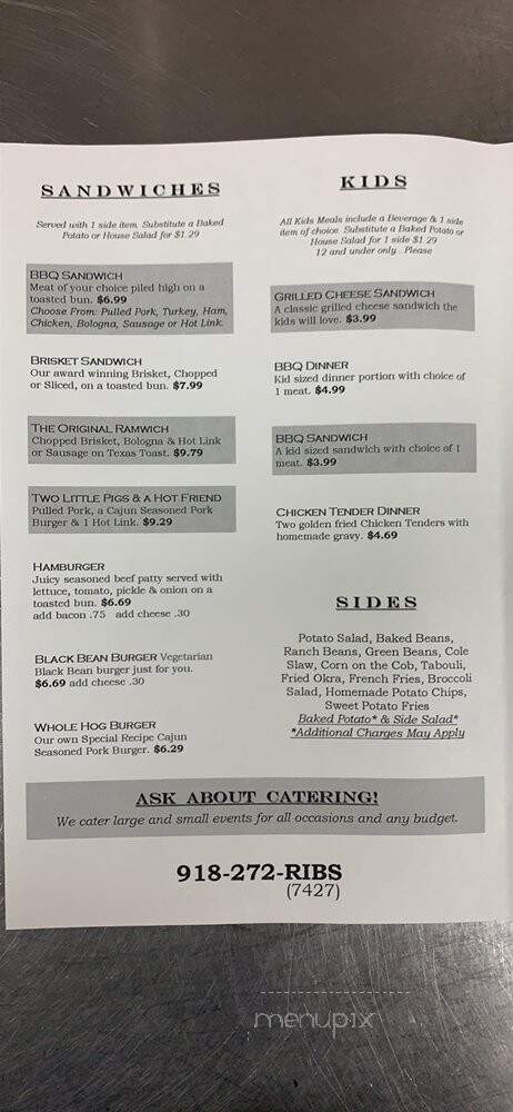 Trails End - Owasso, OK menu_pic