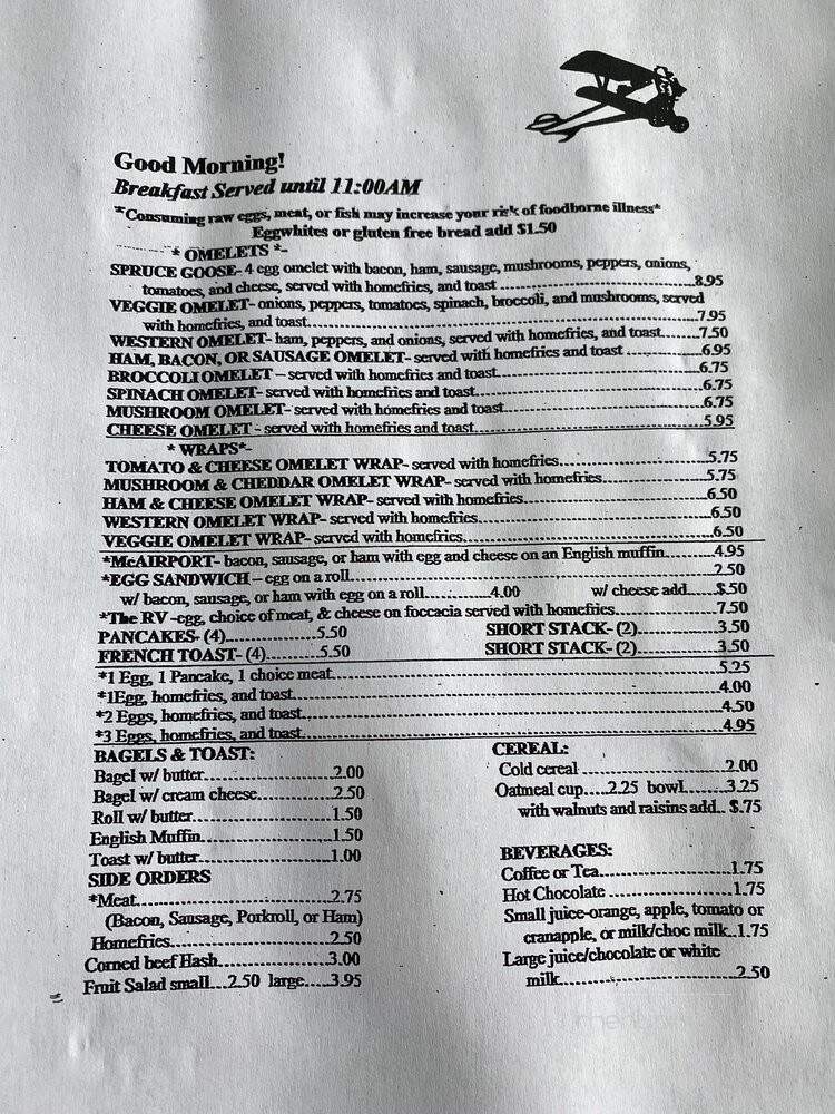 Airport Cafe - Honesdale, PA menu_pic
