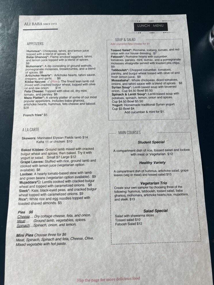 Ali Baba Restaurant - Pittsburgh, PA menu_pic