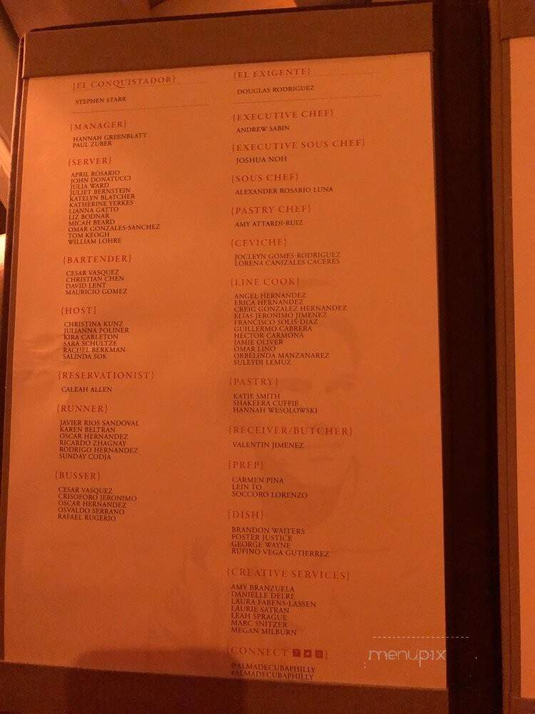 Alma De Cuba - Philadelphia, PA menu_pic
