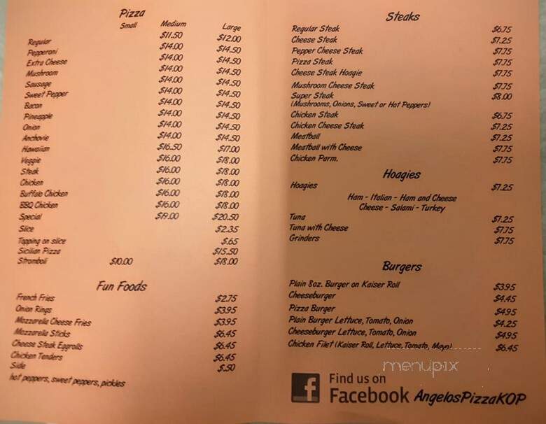 Angelo's Pizza Co - King Of Prussia, PA menu_pic