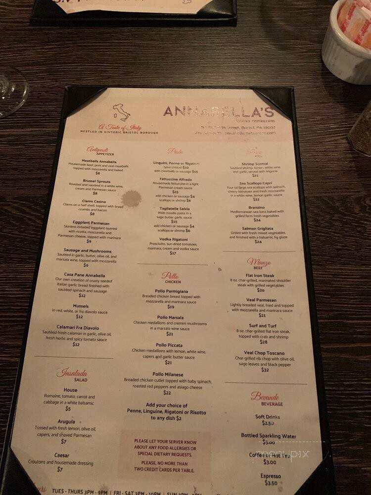 Annabella - Bristol, PA menu_pic