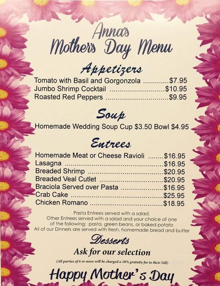 Anna's - Vandergrift, PA menu_pic