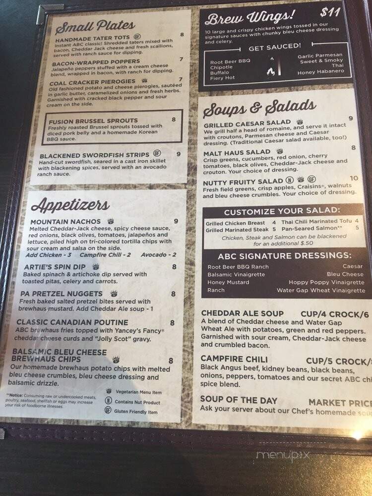 Appalachian Brewing Co - Gettysburg, PA menu_pic