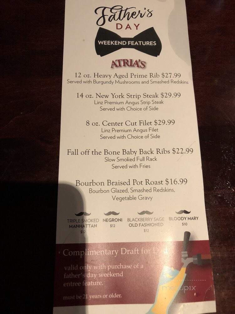 Atria's - Pittsburgh, PA menu_pic
