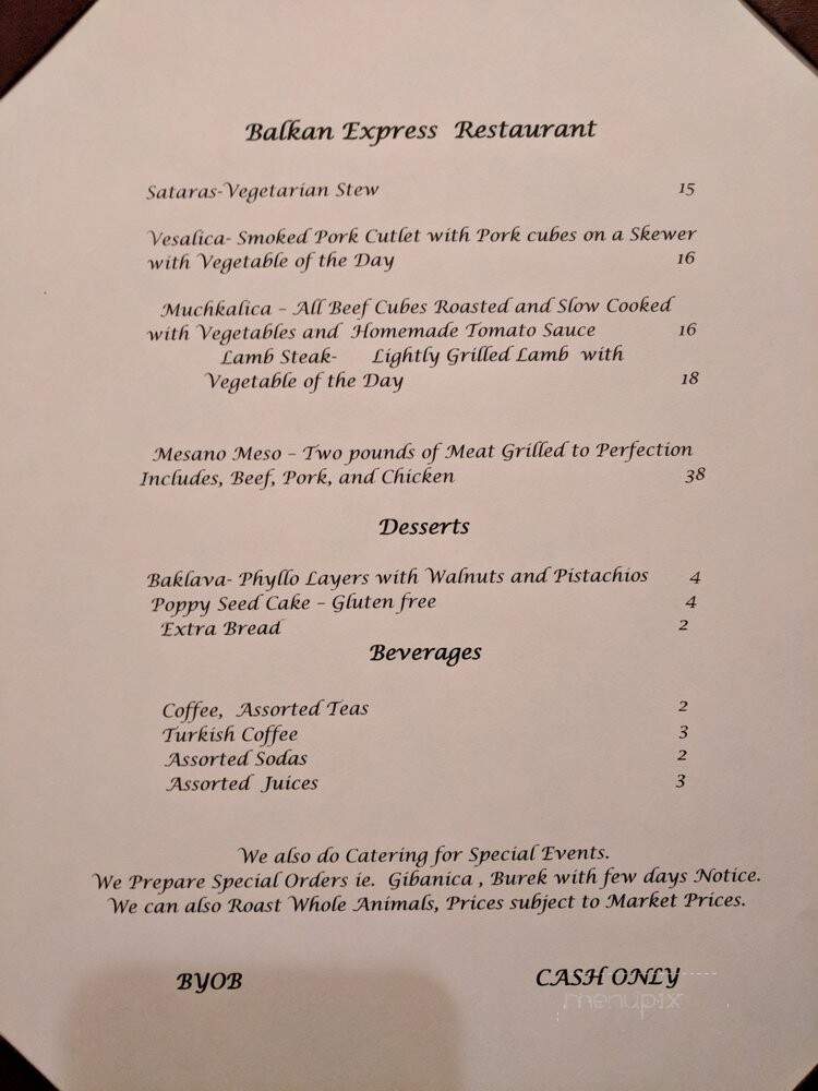 Balkan Express Restaurant - Philadelphia, PA menu_pic