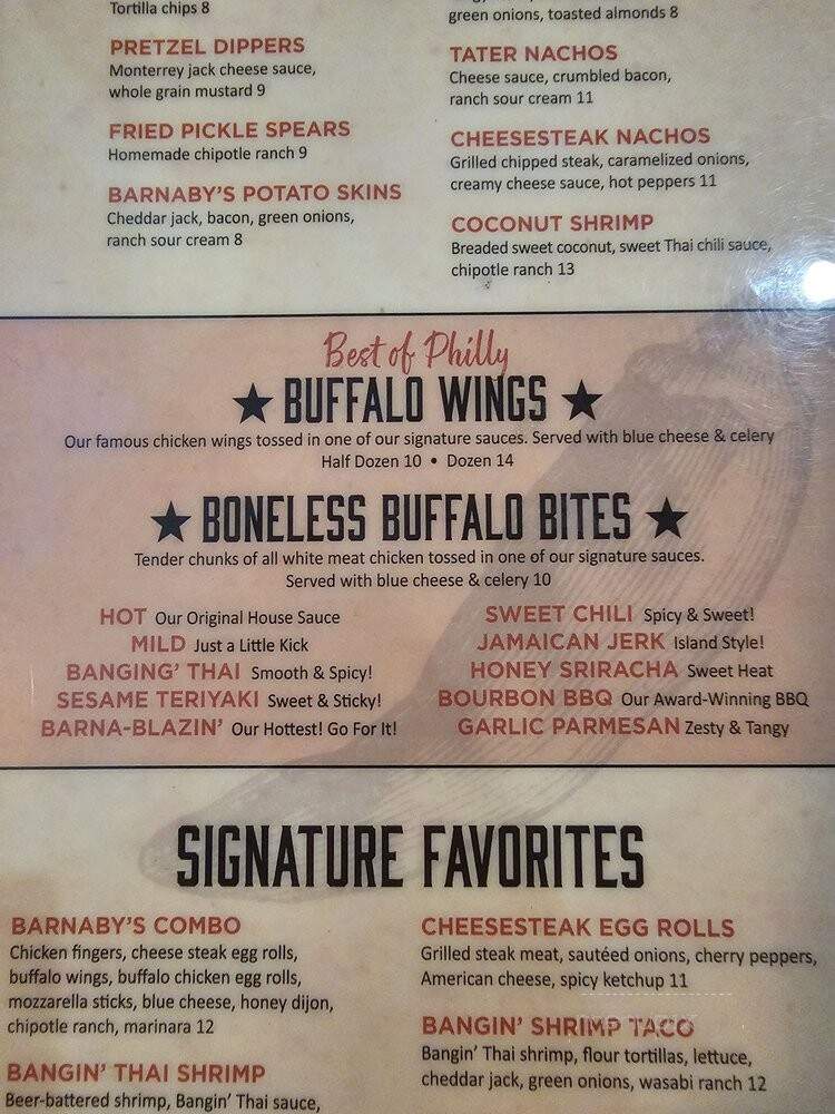 Barnaby's Of America - Havertown, PA menu_pic
