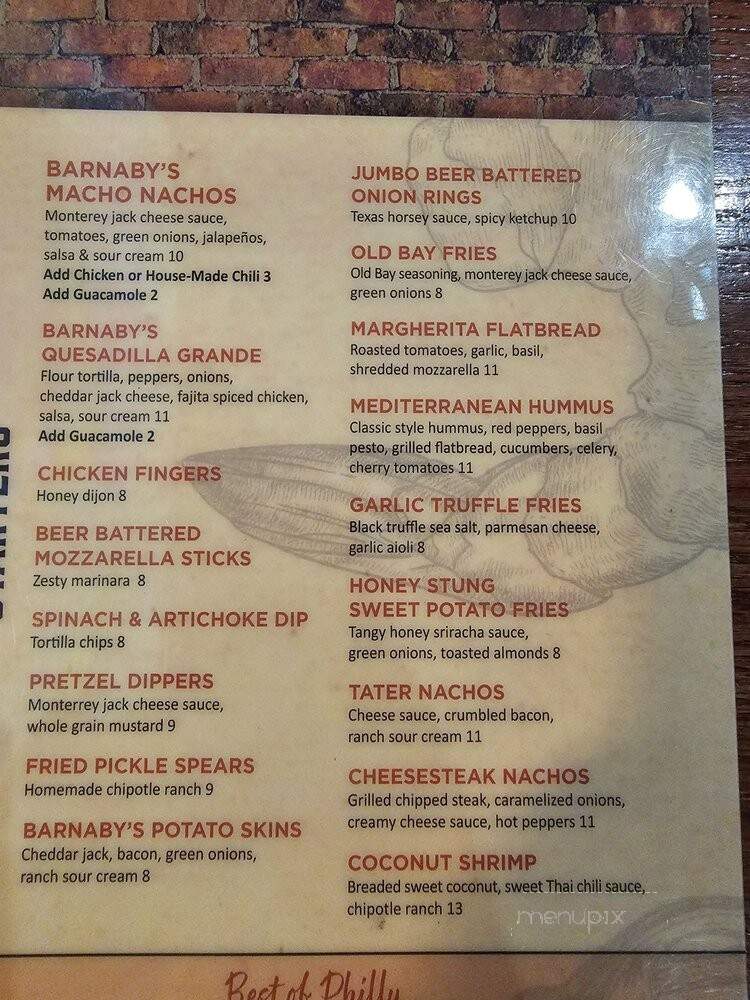 Barnaby's Of America - Havertown, PA menu_pic