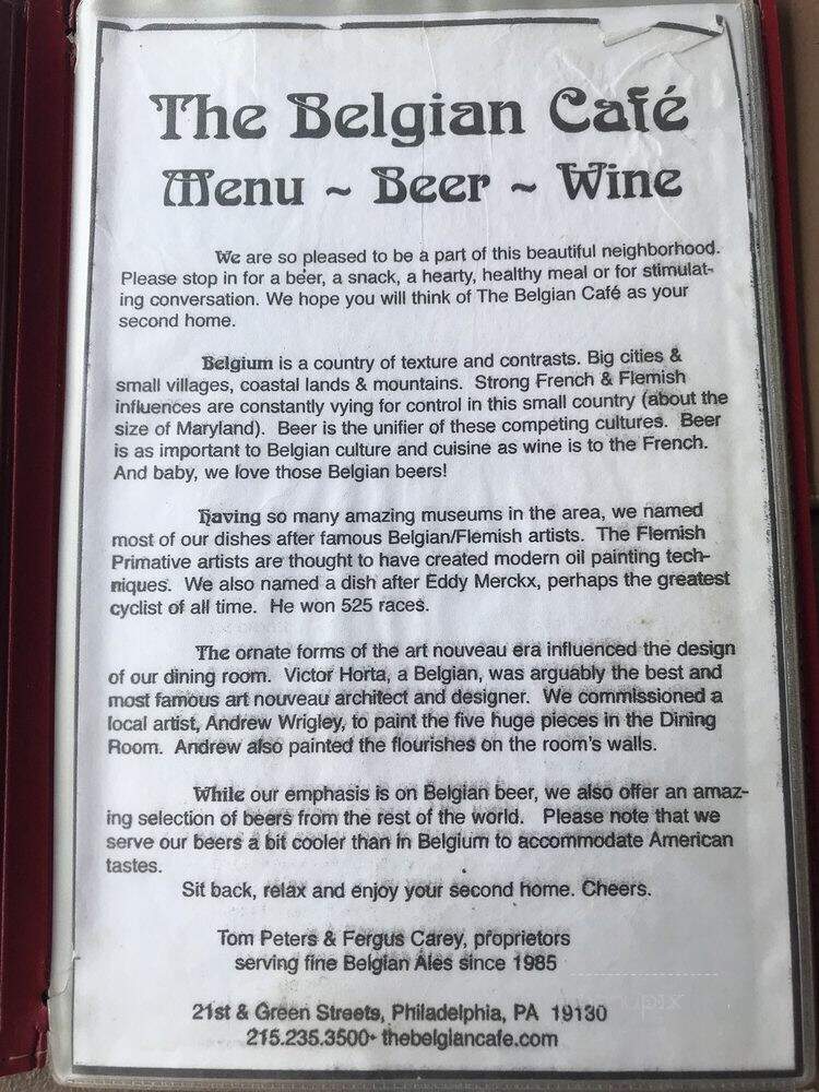 Belgian Cafe - Philadelphia, PA menu_pic