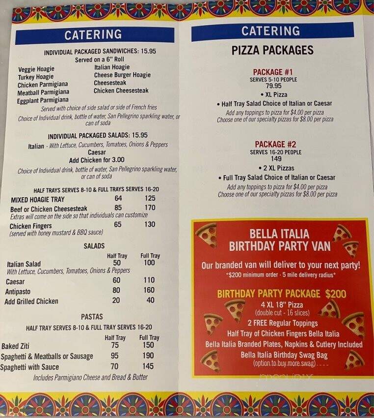 Bella Italia - Ardmore, PA menu_pic