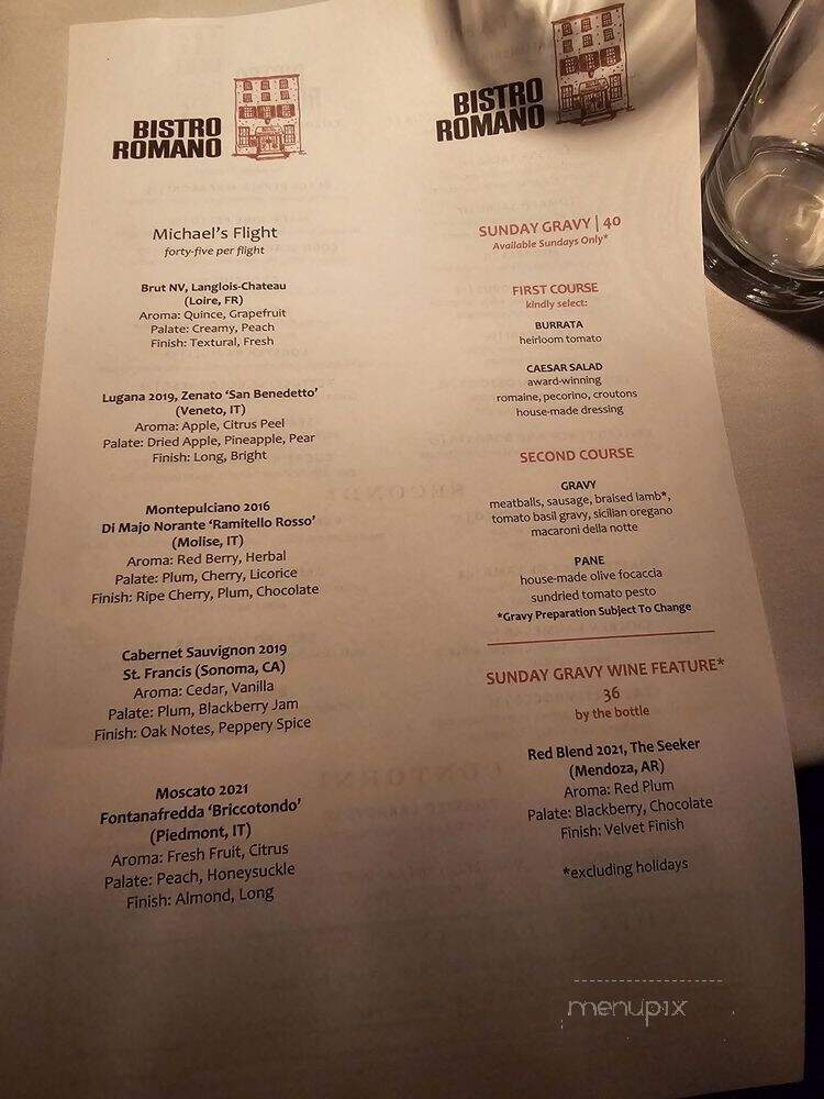 Bistro Romano - Philadelphia, PA menu_pic