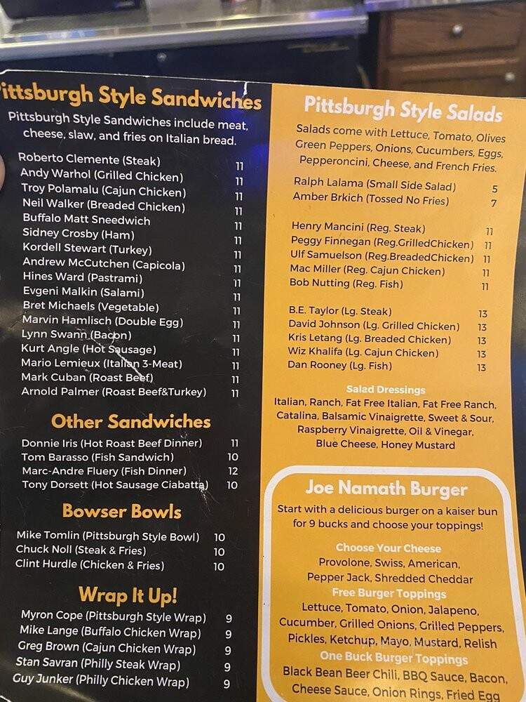 Bowsers - Monaca, PA menu_pic
