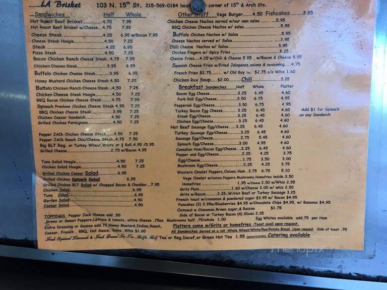 Bubbys Brisket & Bugsys Wiener - Philadelphia, PA menu_pic