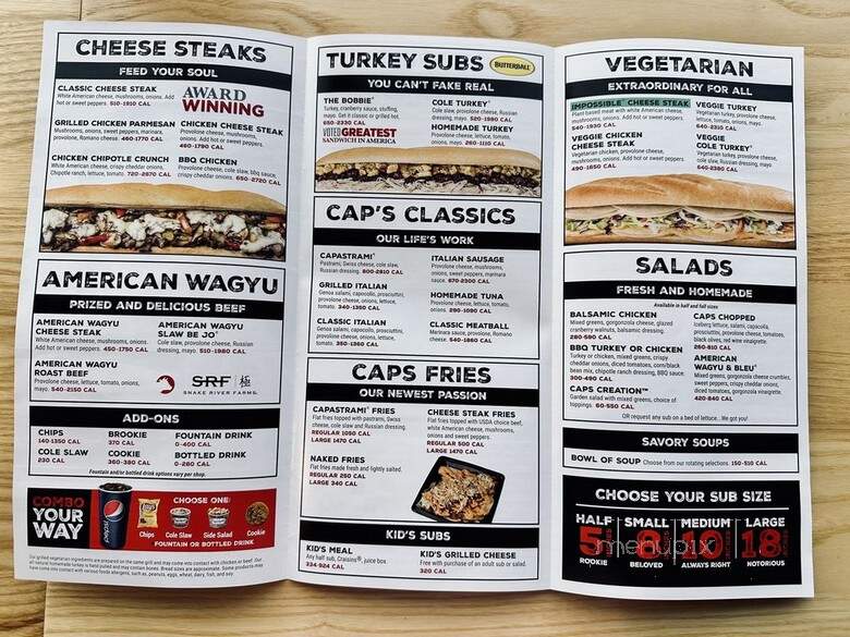 Capriotti's - Tresckow, PA menu_pic