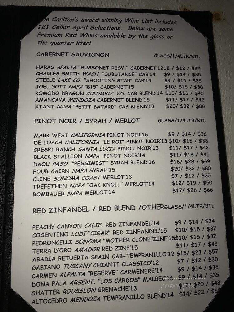 Carlton - Pittsburgh, PA menu_pic