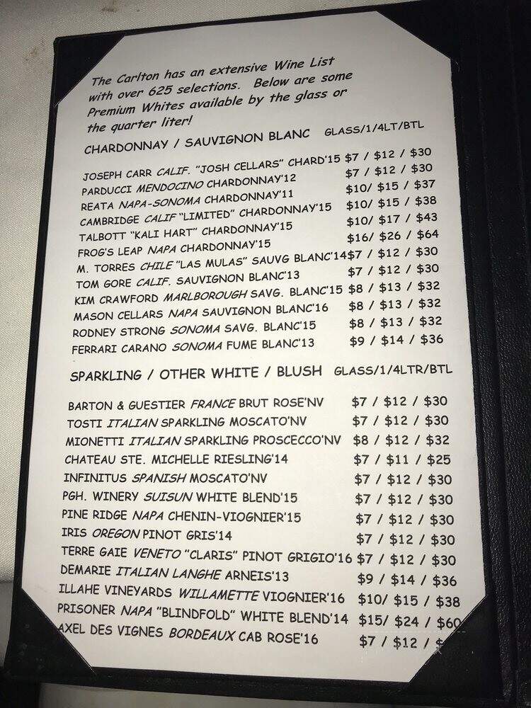 Carlton - Pittsburgh, PA menu_pic