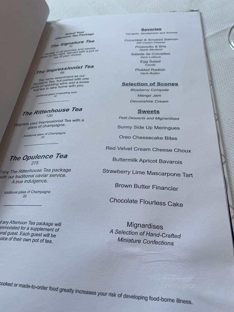 Cassatt Tea Room & Garden - Philadelphia, PA menu_pic