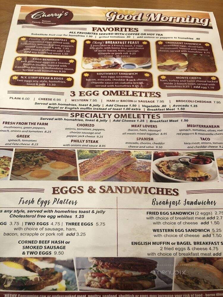 Cherry's Sunset Family Restaurant - Kresgeville, PA menu_pic