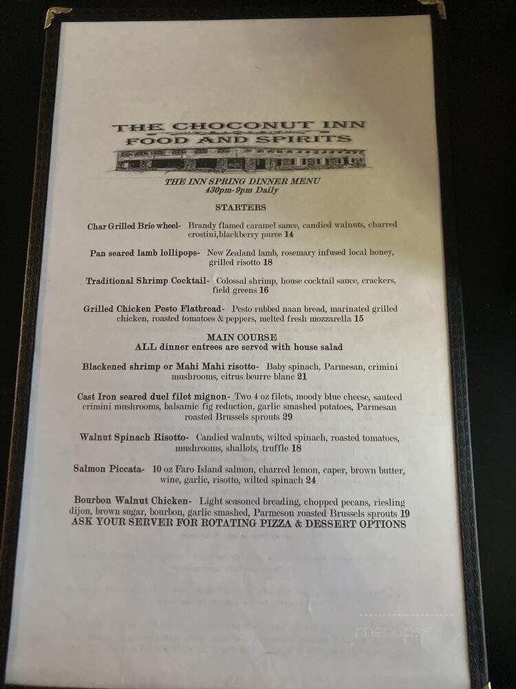 Choconut Inn - Friendsville, PA menu_pic