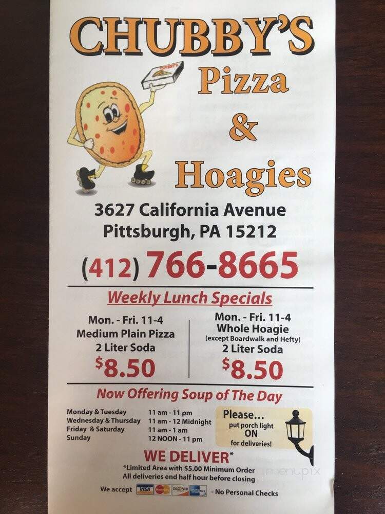 Chubby's Pizza & Hoagies - Pittsburgh, PA menu_pic