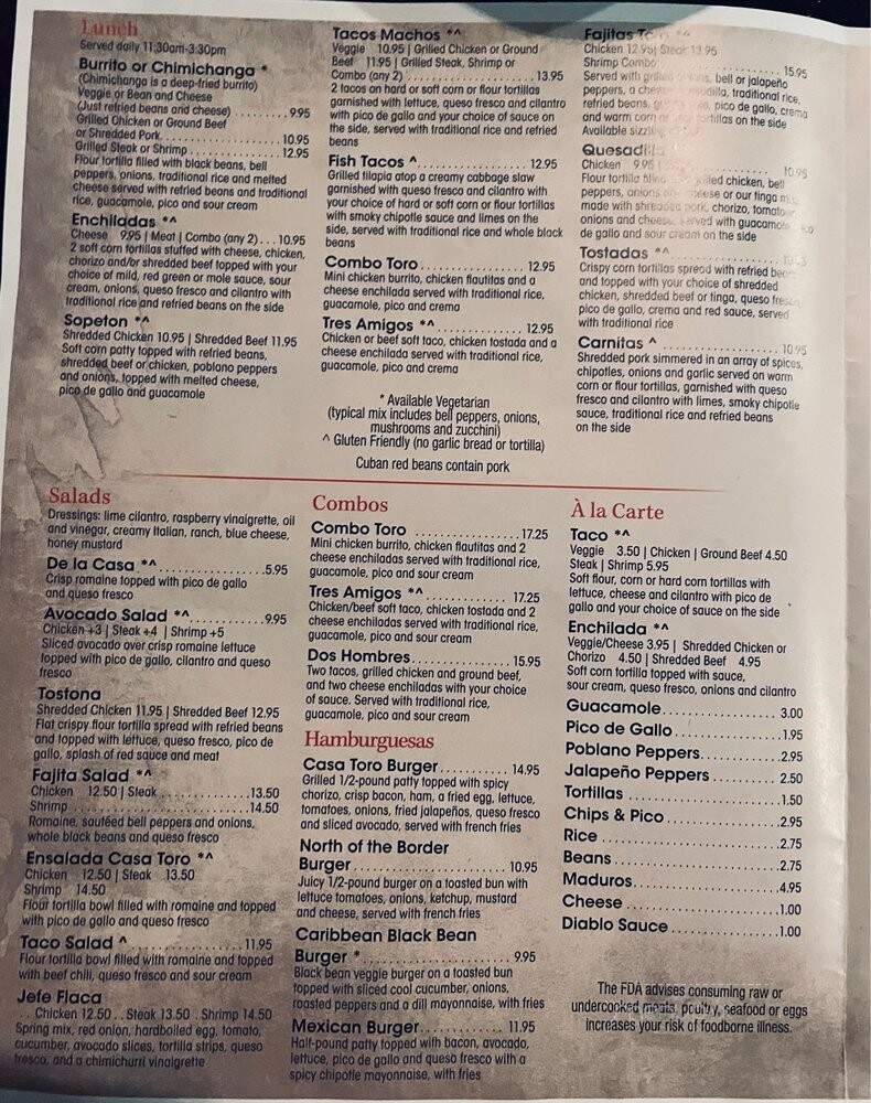 Cosa Toro Mexican Grill - Coopersburg, PA menu_pic