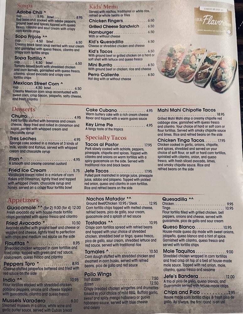 Cosa Toro Mexican Grill - Coopersburg, PA menu_pic